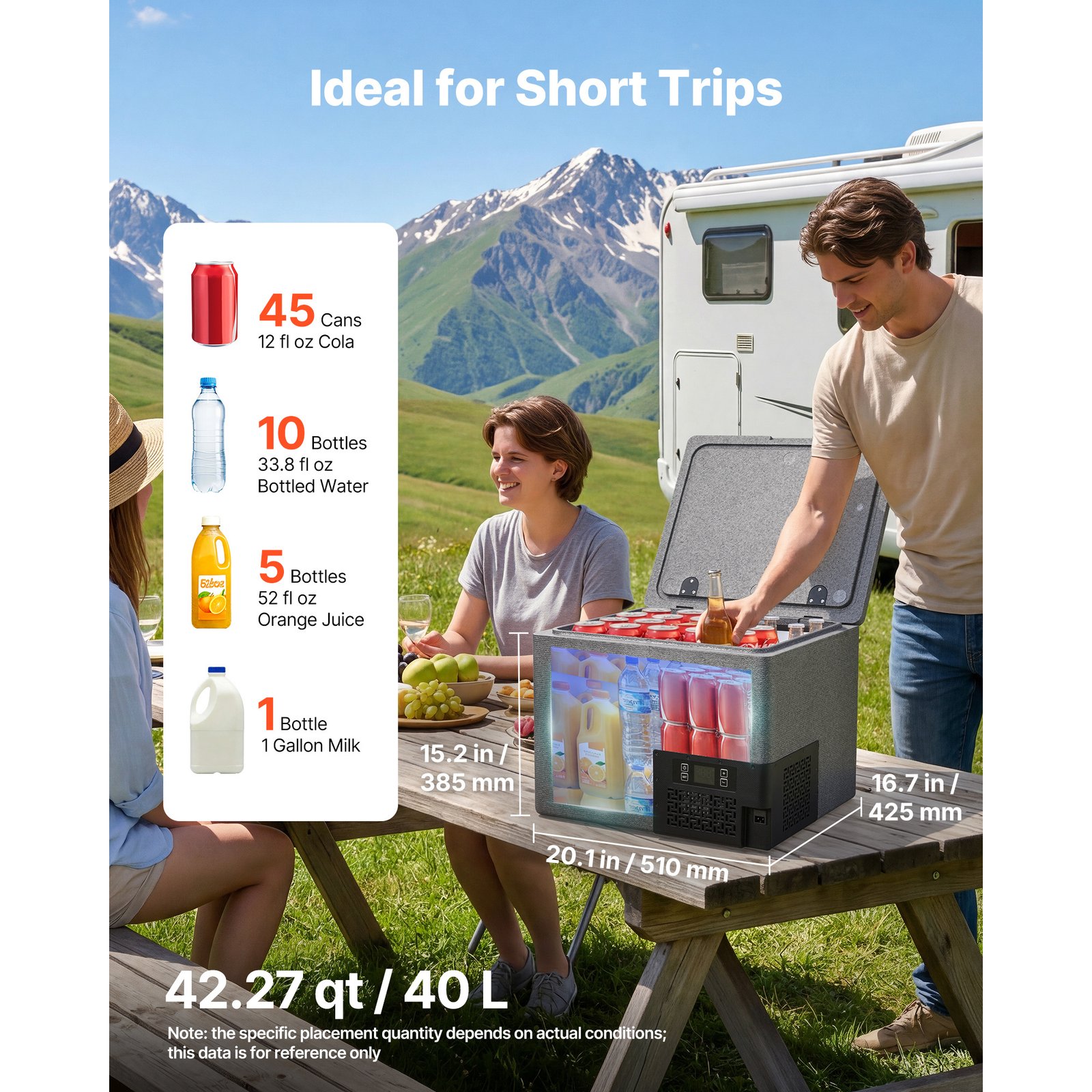 12 Volt Refrigerator, 42.3 QT/ 40L Car Fridge, Portable Ultra-Light EPP Freezer, APP Control Electric Compressor, 12V/24V DC, 14℉ To 50℉, For Truck Van RV SUV Boat Travel Camping - Image 2