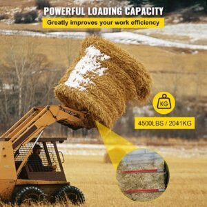 Pair Hay Spear 49' Bale Spear 3000 Lbs Capacity, Bale Spike Quick Attach Square Hay Bale Spears 1 3/4', Red Coated Bale Forks, Bale Hay Spike With Hex Nut & Sleeve For Buckets Tractors Loaders - Image 2