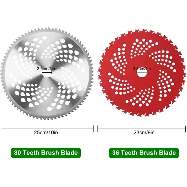 10" X 80T 9" X 36T Carbide Tip Brush Cutter Blades With Universal Adapter Kit Alloy Steel Blades Compatible With Brush Cutter Trimmer Weed Eater