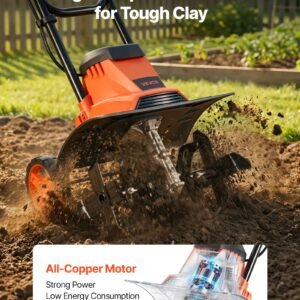 Corded Electric Tiller, 14 Inch Tilling Width Garden Rototiller, 10-Amp Motor Heavy-Duty Tilling Machine, Cultivator With Steel Tines And Foldable Handle, For Lawn, Yard, And Gardening Care - Image 2