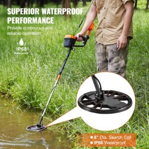 Metal Detector For Adults & Kids, 8 Inch Waterproof Search Coil With High Accuracy Pointer Display, Adjustable 38''-49'' Gold Detector, Lightweight Aluminum Stem For Detecting Gold Treasure - Image 4