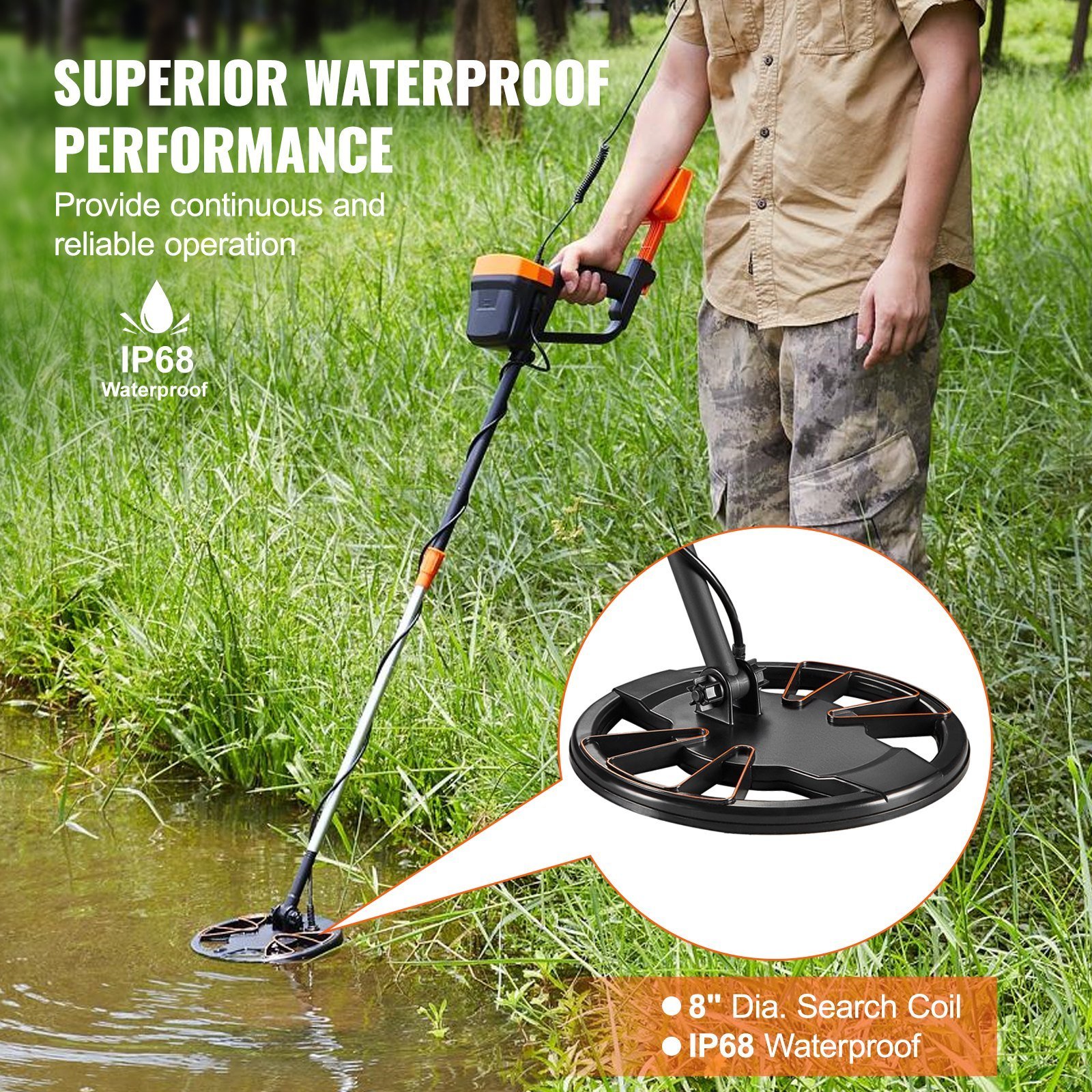 Metal Detector For Adults & Kids, 8 Inch Waterproof Search Coil With High Accuracy Pointer Display, Adjustable 38''-49'' Gold Detector, Lightweight Aluminum Stem For Detecting Gold Treasure - Image 4