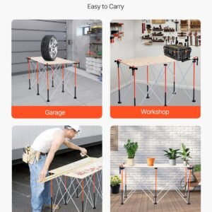Portable Folding Workstand 4.15 X 2.18ft Collapsible Work Stand 2500lbs Capacity - Image 3