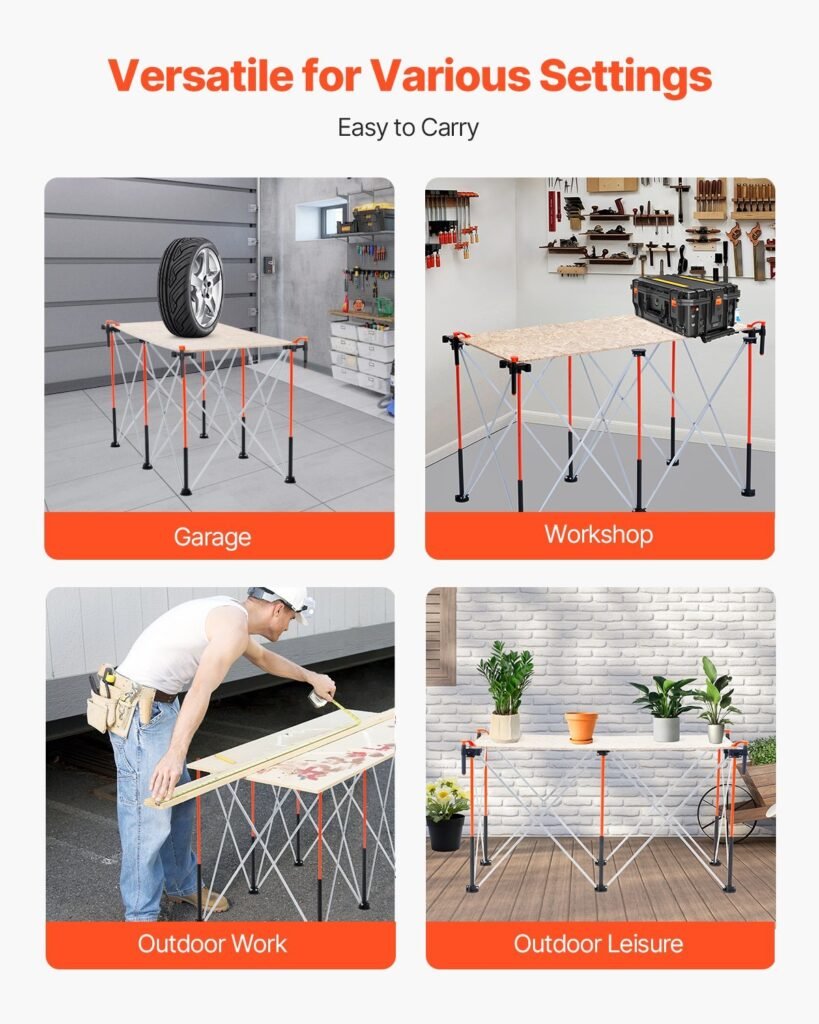 Portable Folding Workstand 4.15 X 2.18ft Collapsible Work Stand 2500lbs Capacity