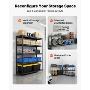 Storage Shelves, 5-Tier Adjustable, 3000 Lbs Capacity, Heavy Duty Garage Storage Shelving Unit, Metal Utility Rack Shelf, For Garage Workshop Warehouse Basement, 48.43" W X 20.55" D X 71.38" H - Image 4