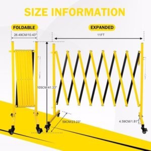 Metal Expandable Barricade, 11 Feet Retractable Fence Outdoor, Mobile Safety Barrier Gate, Easily Assembled Expanding Gate With Casters, Collapsible Accordion Barricade Gate Outdoor - Image 2