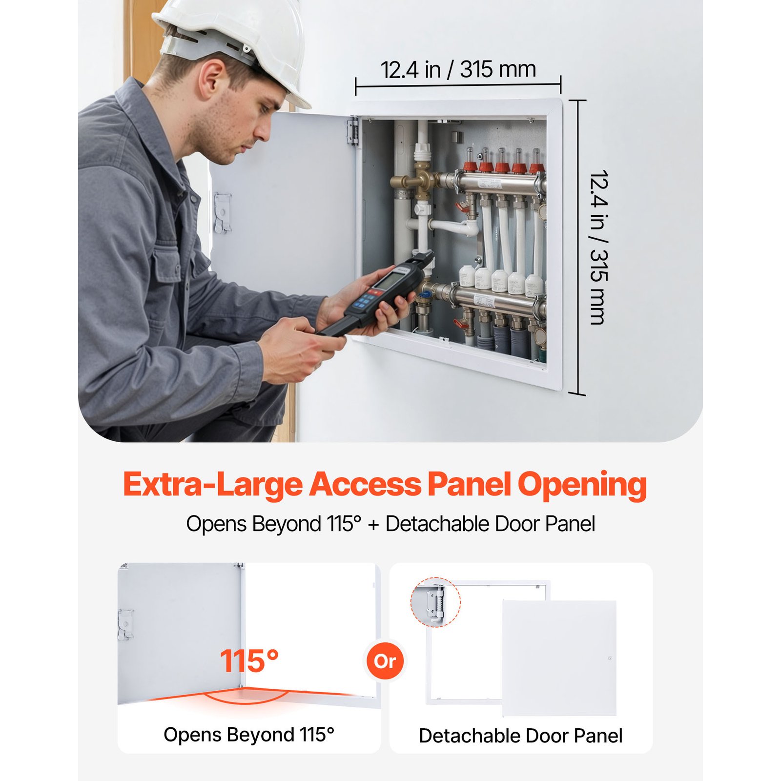 Access Panel For Drywall, 13.3 X 13.3 In Galvanized Steel Access Door, Easy Install Hinged Service Panel With Screwdriver Latch, For Ceiling Plumbing Electrical, 12.4 X 12.4 In Cutout Size White - Image 2
