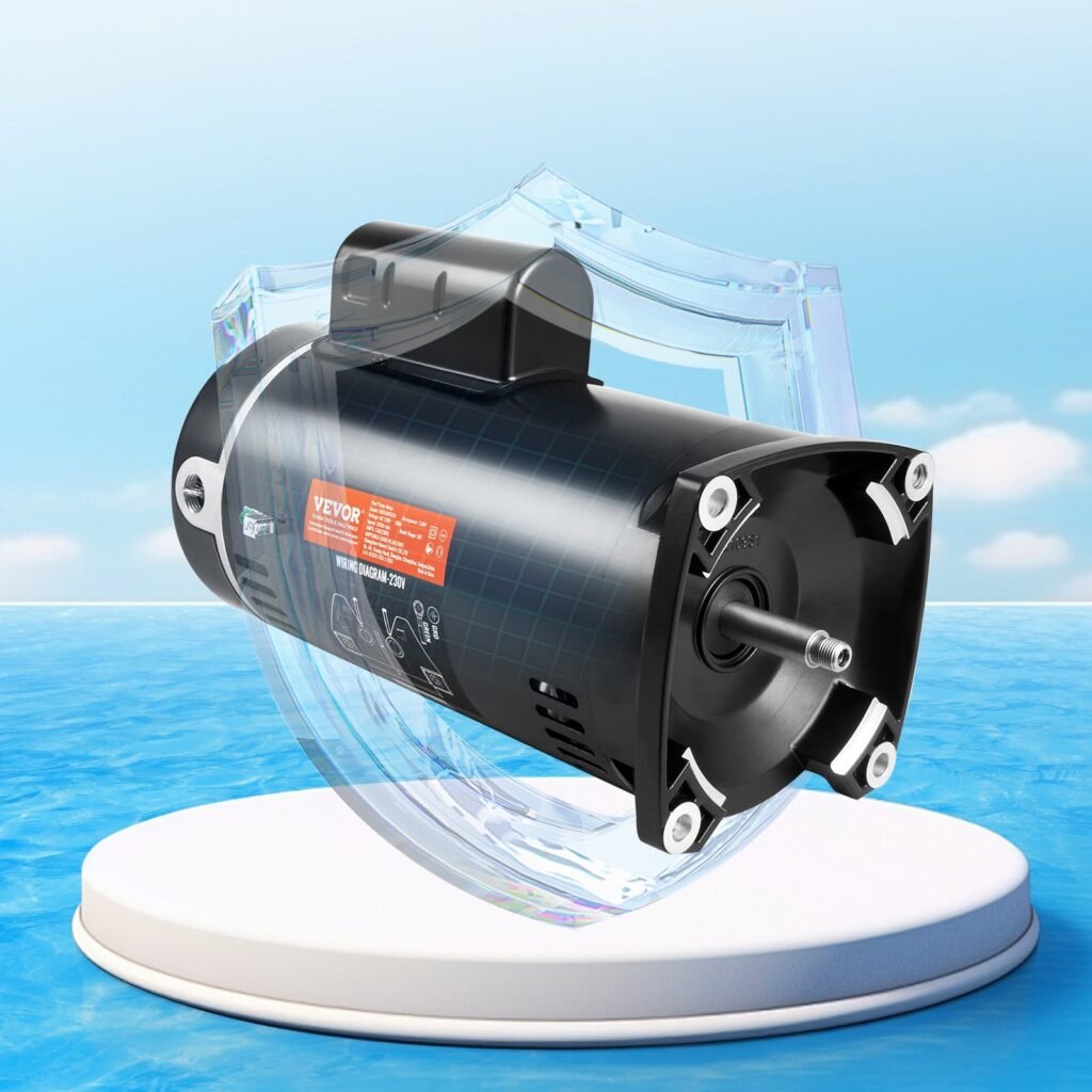 2 HP Pool Pump Motor, 56Y Frame, 230V (7.8 Amps) 3450 RPM, 60Hz, 1.3 Service Factor, 50μF/250V Capacitor, CCW Rotation Square Flange Replacement Motor