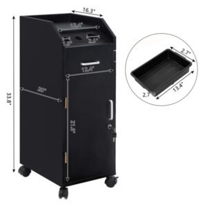 16mm Particle Board, ABS Tray,, Black Hair Salon Tool Cart - Image 2