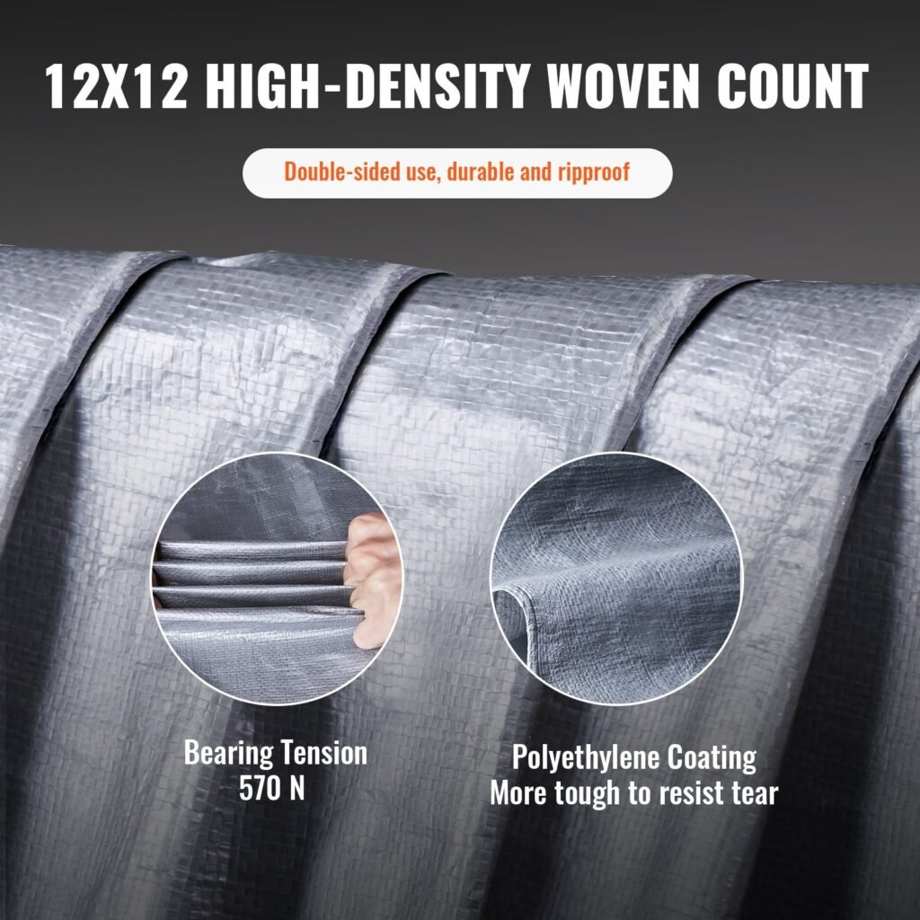 Tarp Waterproof 20X30 Ft, Plastic Poly Tarp Cover 10 Mil, Multi Purpose Tear UV And Temperature Resistant Outdoor Tarpaulin With High Durability Reinforced Grommets Silver Brown
