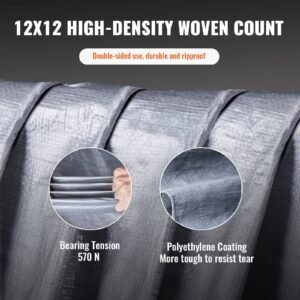 Tarp Waterproof 20X30 Ft, Plastic Poly Tarp Cover 10 Mil, Multi Purpose Tear UV And Temperature Resistant Outdoor Tarpaulin With High Durability Reinforced Grommets Silver Brown - Image 4