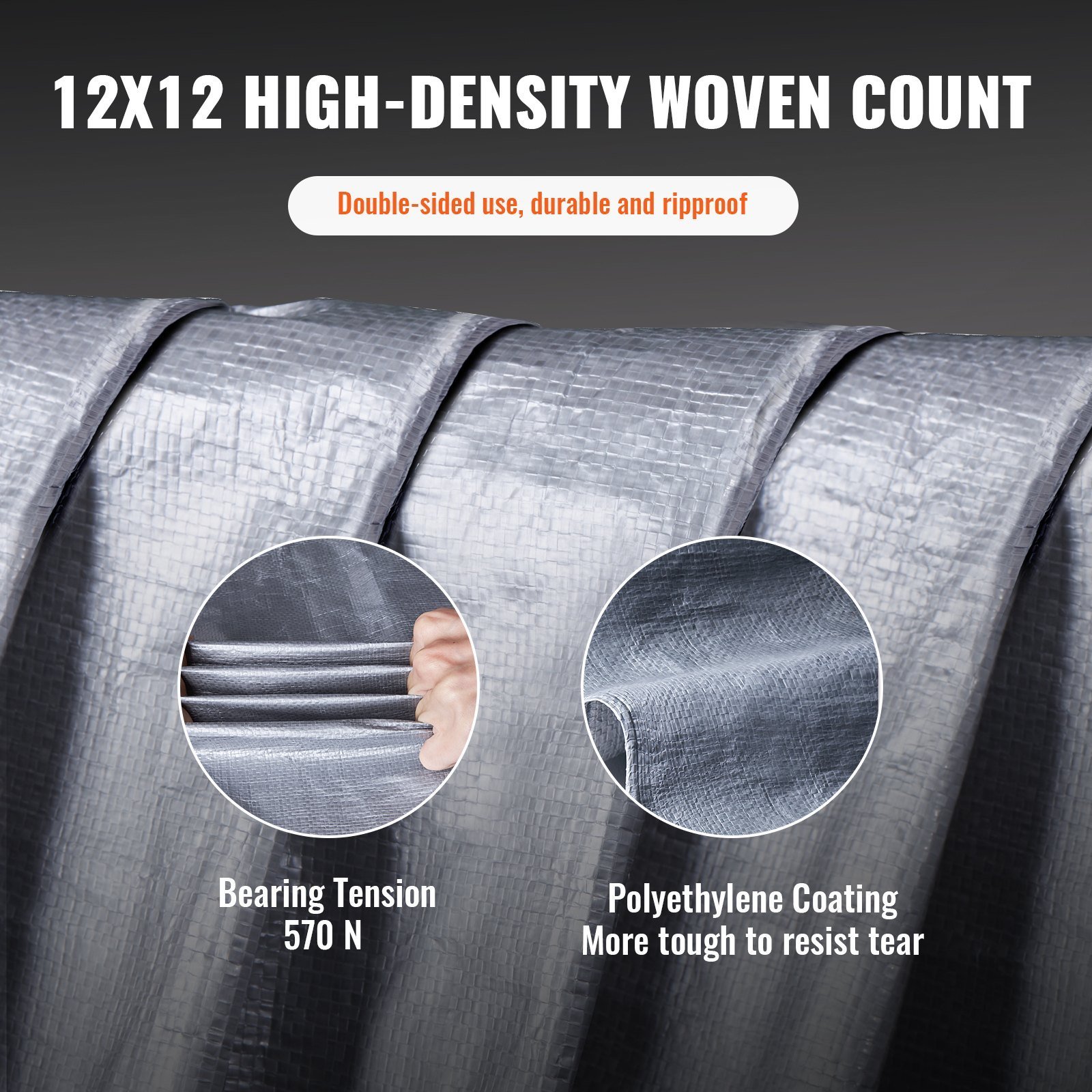 Tarp Waterproof 20X30 Ft, Plastic Poly Tarp Cover 10 Mil, Multi Purpose Tear UV And Temperature Resistant Outdoor Tarpaulin With High Durability Reinforced Grommets Silver Brown - Image 4