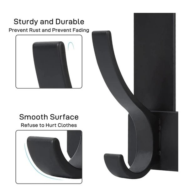 Door Hooks, Door Towel Rack, With 12 Hooks For Hanging Clothes, Coats, Towels, And Hats, 1 Piece, Black.