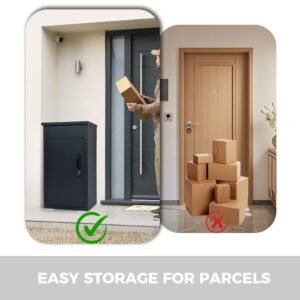 Package Delivery Box for Outside,  Cold-Rolled Steel Delivery Box for Packages & Mails, Anti-Theft Lockable Large Mailbox for Porch, House, Curbside, Black - Image 4