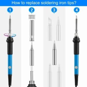 Soldering Iron 110V 60W Adjustable Temperature PCB Electric Welding Iron With 5Pcs Different Tips - Image 2