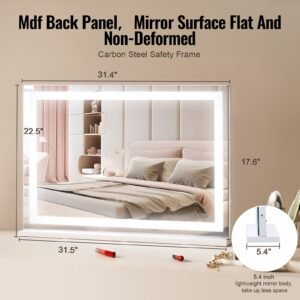 Lighted Makeup Mirror 3 Color Vanity W/ USB Desktop Wall-mount 31.5x21.7in - Image 2