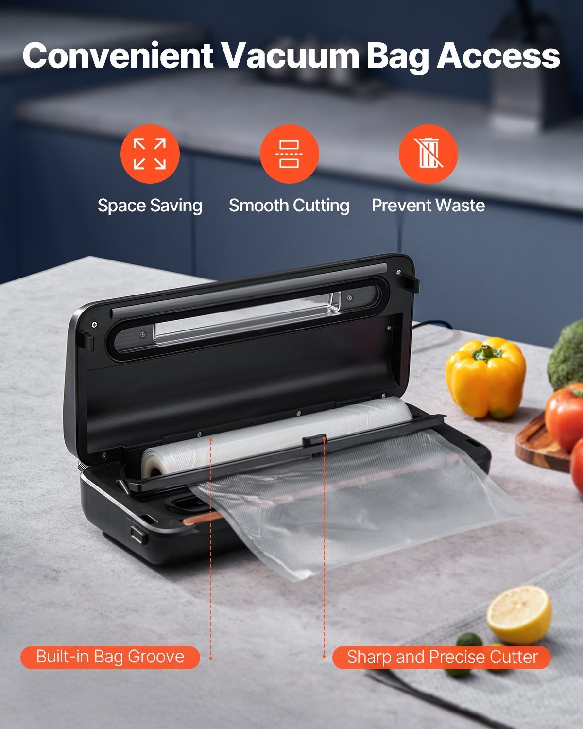 7-in-1 Vacuum Sealer Machine Fast-Compact Automatic Food Saver 120W Bags & Roll - Image 2