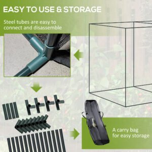 6 x 3ft Crop Cages for Garden, Plant Protectors from Animals, Storage Bag and 6 Ground Stakes, Black - Image 6