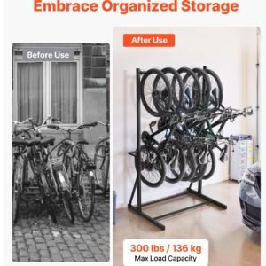 Freestanding Bike Rack Max 5 Bikes Storage Bicycle Organizer Standing Bike Rack - Image 5