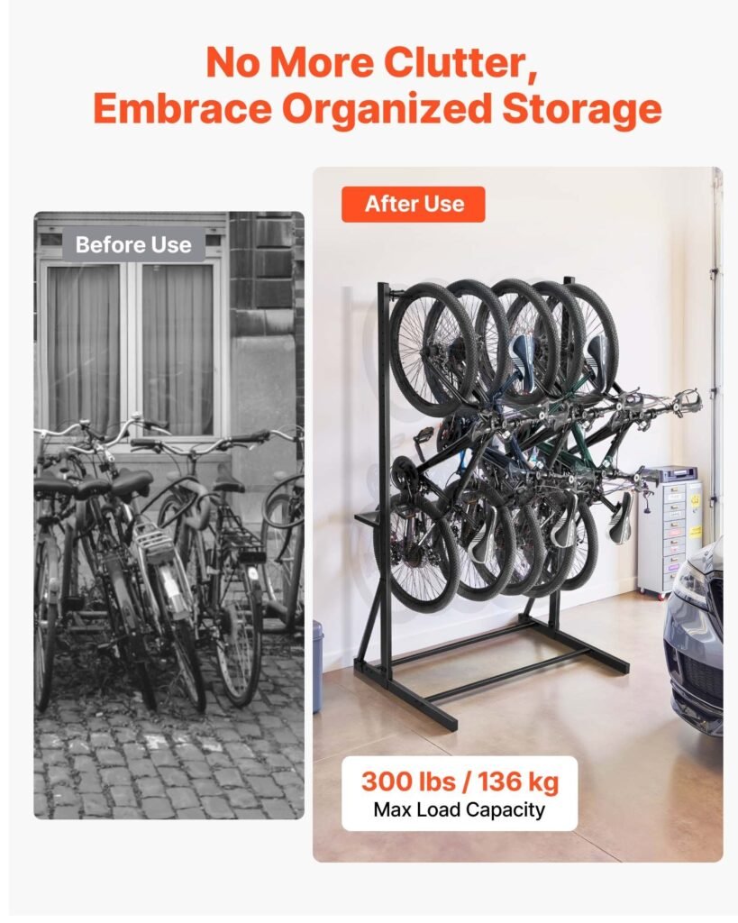 Freestanding Bike Rack Max 5 Bikes Storage Bicycle Organizer Standing Bike Rack