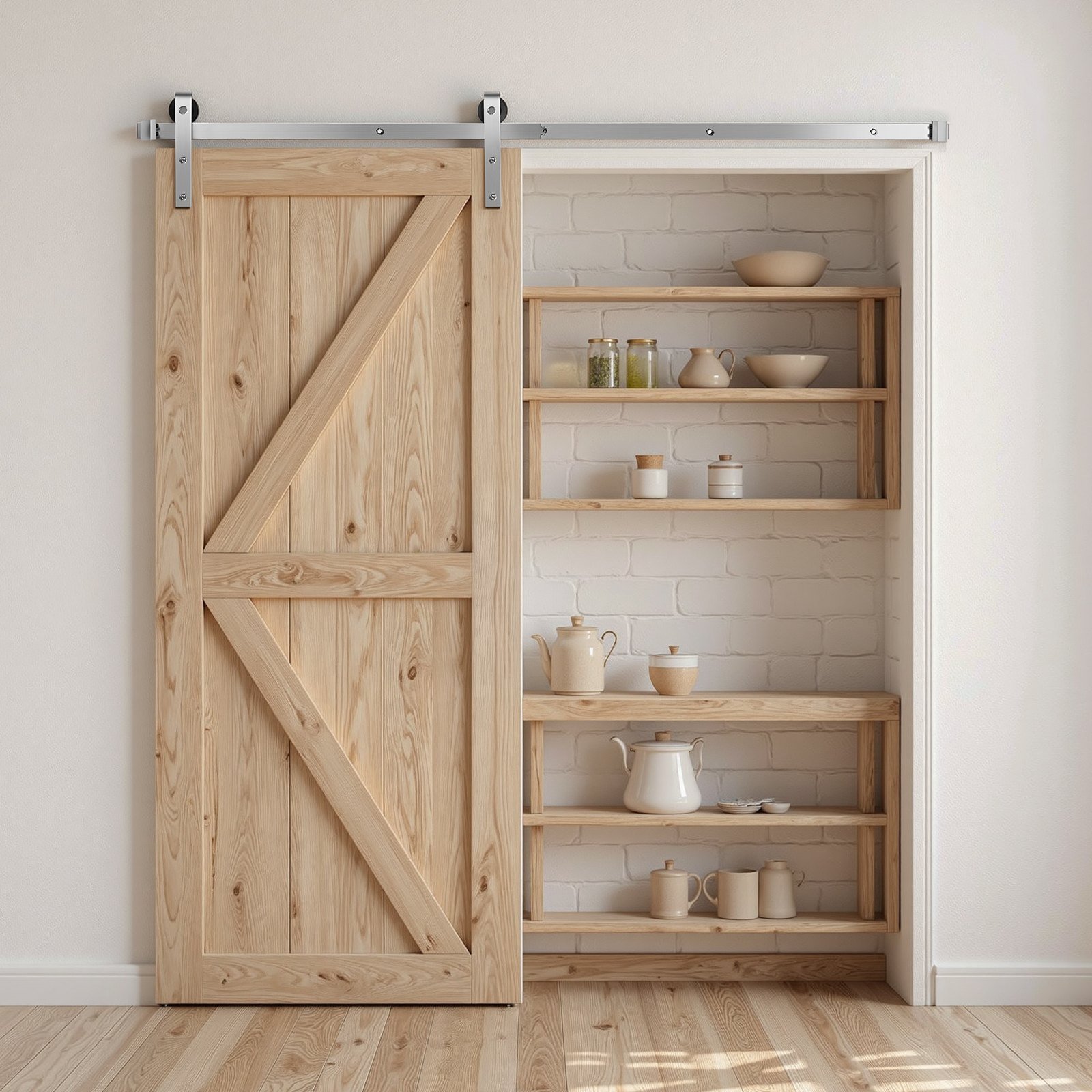 6.6FT Sliding Barn Door Hardware Kit For Single Sliding Barn Door Silver - Image 6