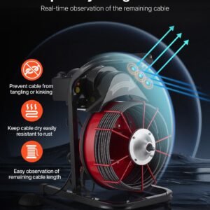 Drain Cleaner Machine 75 FT X 3/8 Inch, Sewer Snake Auger Manual Feed With 4 Cutters & Air-activated Foot Switch For 2" To 4" Pipes - Image 3
