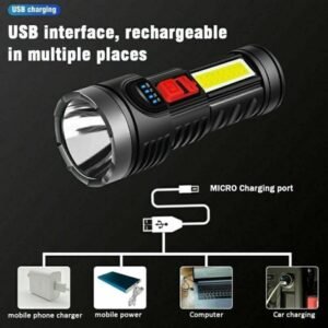 USB Rechargeable LED Flashlight 4-Modes Camping Hiking Torch Work Light(TK/TMEU For Self-pickup) - Image 3