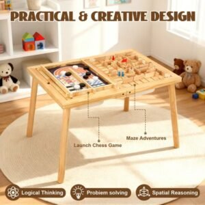 Sensory Table For Toddlers Activity Table With Storage Bins Launch Chess Maze Adventures Indoor Outdoor Play Sand And Water Table Wooden Sensory Table For Drawing Studying Dining - Image 3