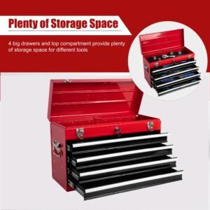 Heavy Duty Metal Tool Box, 21-inch, Portable Metal Tool Box With 4 Drawers, Small Tool Chest With EVA Liners, Ball Bearing Slide Drawers Locking & Powder Coated Finish, Multi-Function Tool Organizer - Image 8
