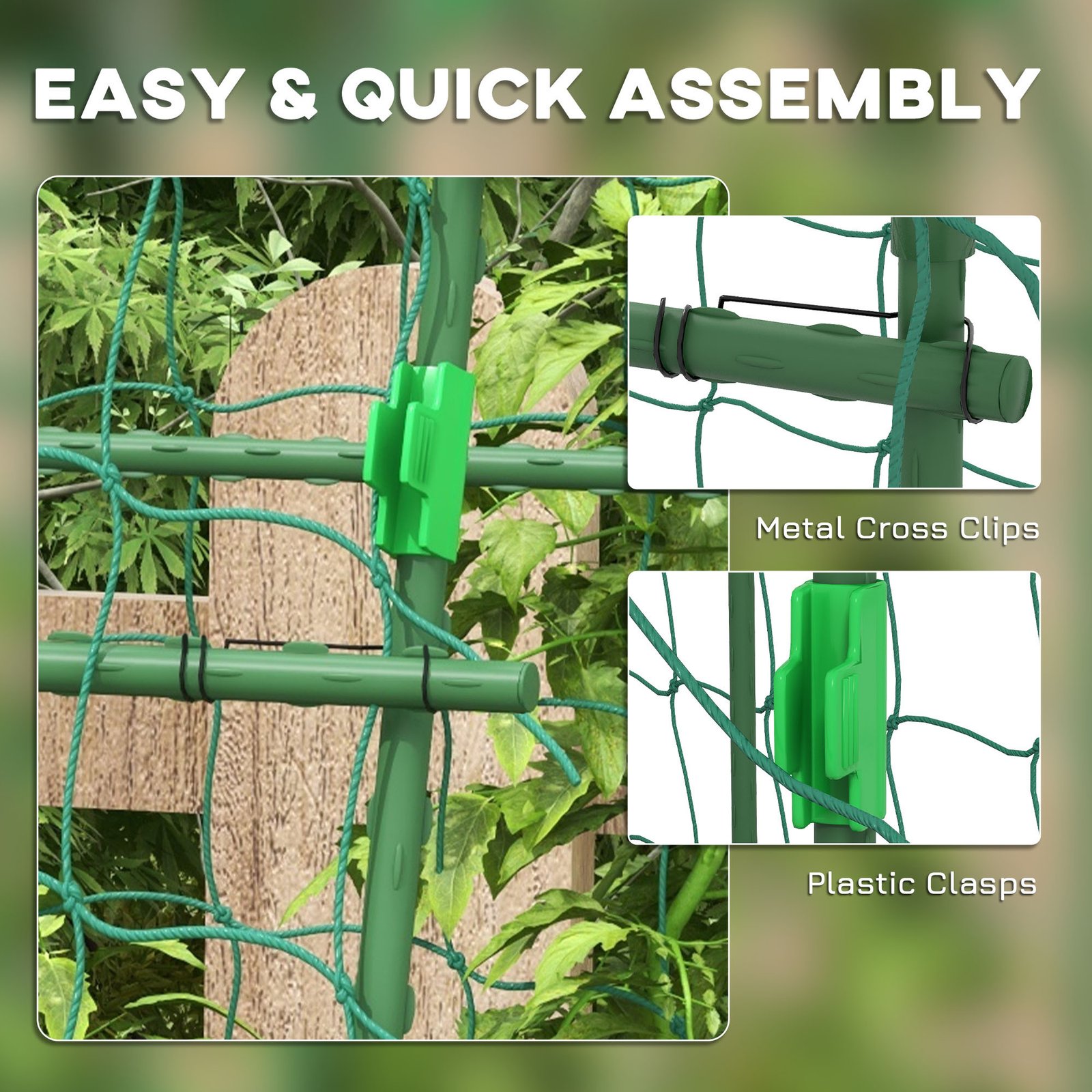 Metal Garden Trellis, Arch Trellis for Climbing Plants Outdoor, A-Frame, with Climbing Net, 57" x 66" x 81", Green - Image 8