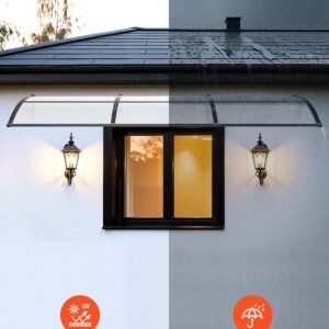 Awnings For Door Entrance, 38 X 117 In, Exterior Front Door Window Awnings With Drainage & ABS Bracket, Rain Snow Sun Protection, Overhang Polycarbonate Door Canopy For Porch Patio, Clear - Image 5