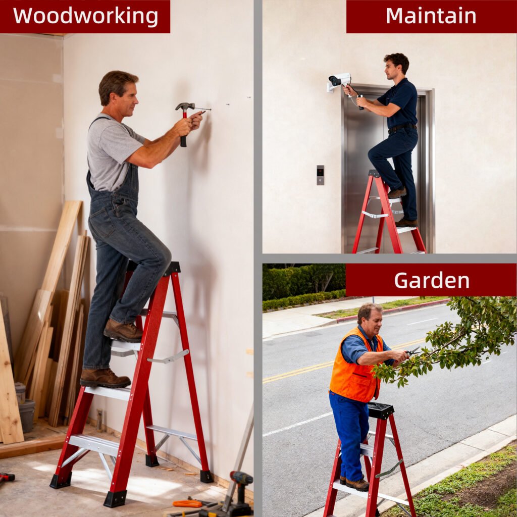 Fiberglass Insulating Ladder, Folding Step Ladder For Safe Electrical Work
