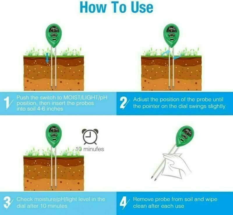3 In 1 PH Tester Soil Water   Light Test Meter For Garden Plant Seeding