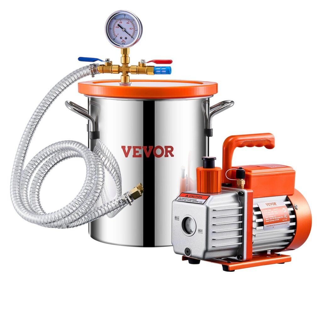 1.5 Gallon Vacuum Chamber 3.5CFM Single Stage Pump Degassing Chamber Kit