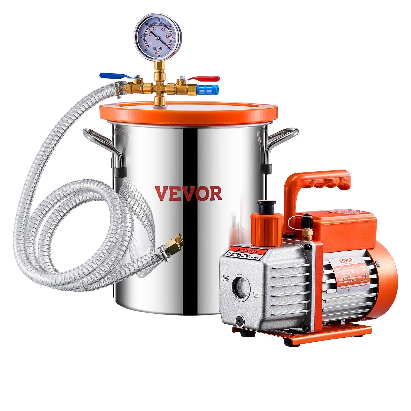 1.5 Gallon Vacuum Chamber 3.5CFM Single Stage Pump Degassing Chamber Kit - Image 1