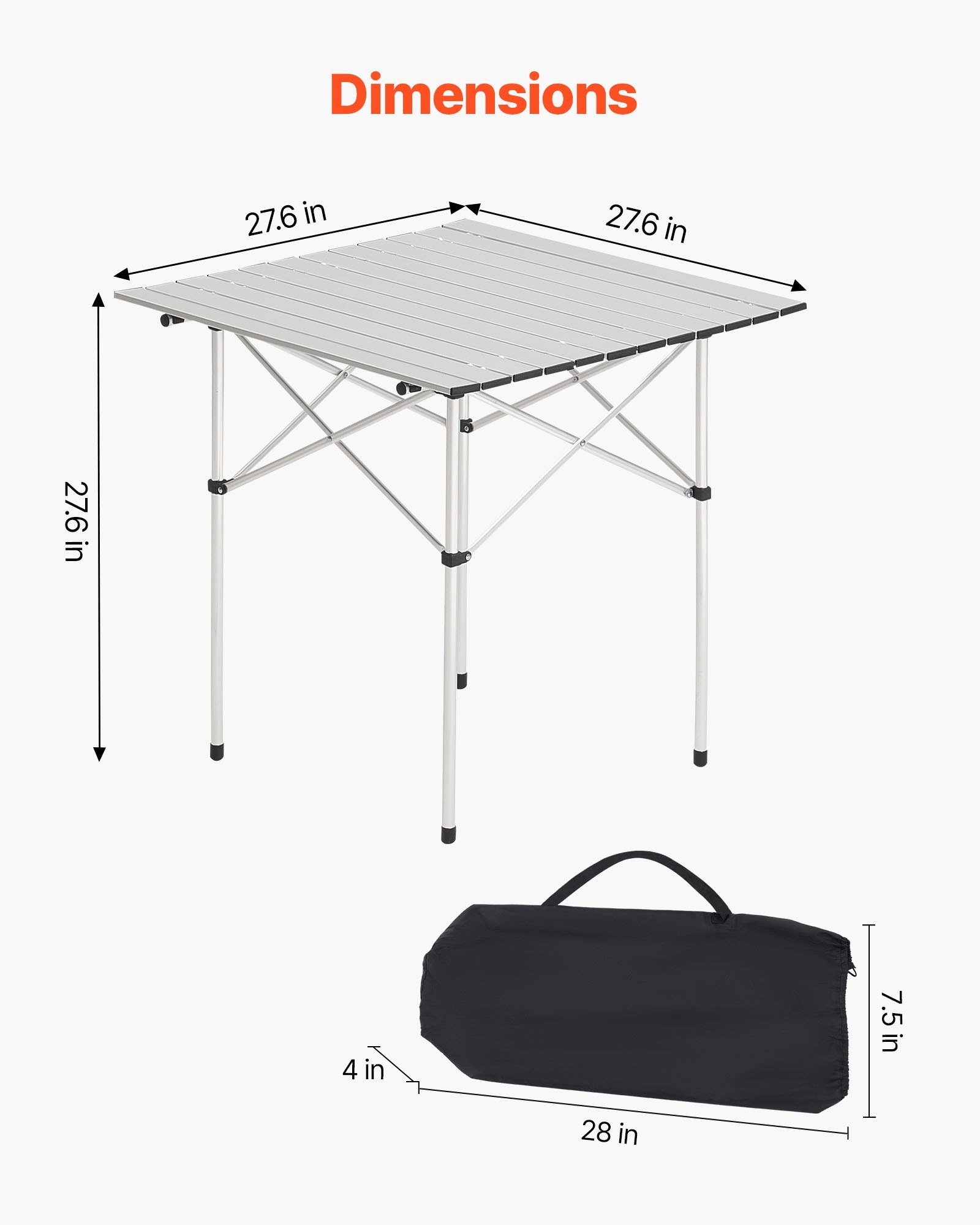 Folding Portable Camping Table Aluminum Outdoor Picnic Roll Up Table Carry Bag - Image 4