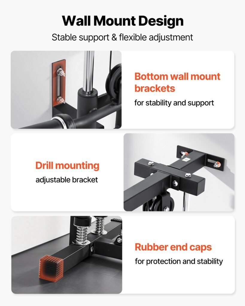 LAT Pull Down Machine, 3-in-1 Row Cable Machine, Cable Machines Home Gym With 18-Level Height Adjustment, Wall-Mount Design, Load 500 Lbs Lat Tower For Full-Body Workouts, Single-Arm Training