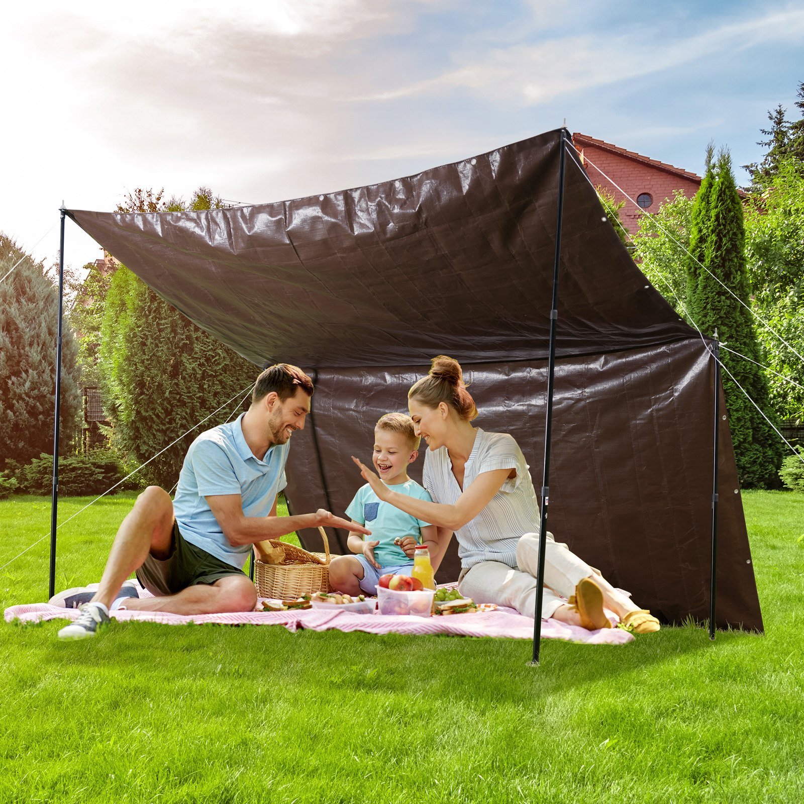 Tarp 20x40 Ft 16 Mil Extra Thick, Waterproof Poly Plastic Tarps Cover, Multi-Purpose Outdoor Tarpaulin With Grommets & Reinforced Edges For Truck, RV, Boat, Camping (Brown) - Image 6