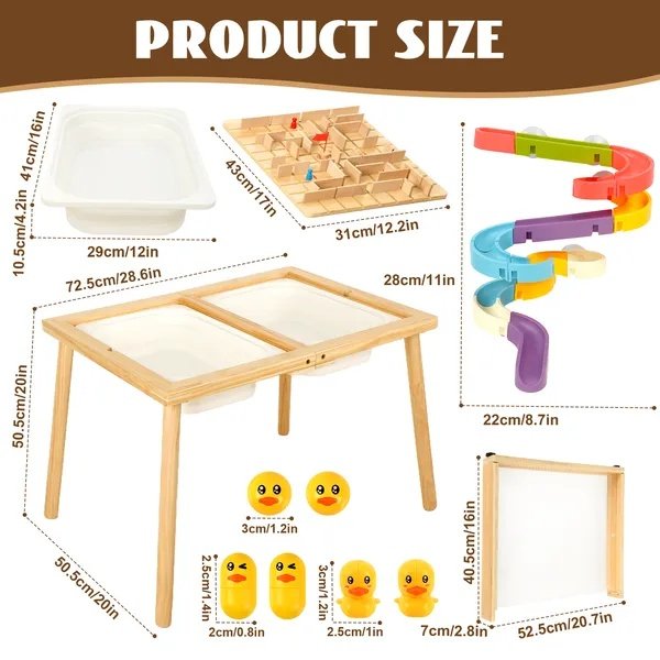 Sensory Table For Toddlers Activity Table With Storage Bins Launch Chess Maze Adventures Indoor Outdoor Play Sand And Water Table Wooden Sensory Table For Drawing Studying Dining