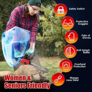 12-Inch Cordless Electric Chainsaw With 2 X 21V 1.5Ah/3.0Ah Batteries & Charger - Brushless Motor, Auto Oiler, Safety Switch For Tree Trimming, Wood Cutting, And Yard Maintenance - Image 2