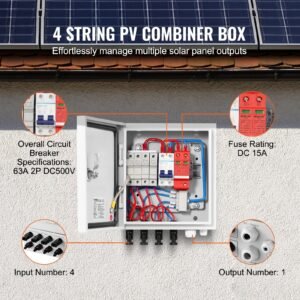 Solar PV Combiner Box 4 String 15A For Solar Panel System Steel Case IP65 - Image 5