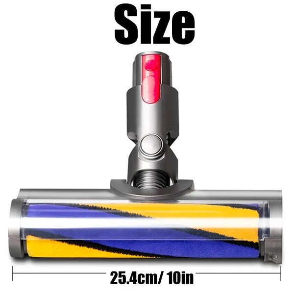 Electric Floor Brush Bristle Soft Fleece Roller Brush For Dyson V7 V8 V10 V11 V7 V11XB Vacuum Cleaner Models, Yellow And Blue Soft Fleece (Green Light)