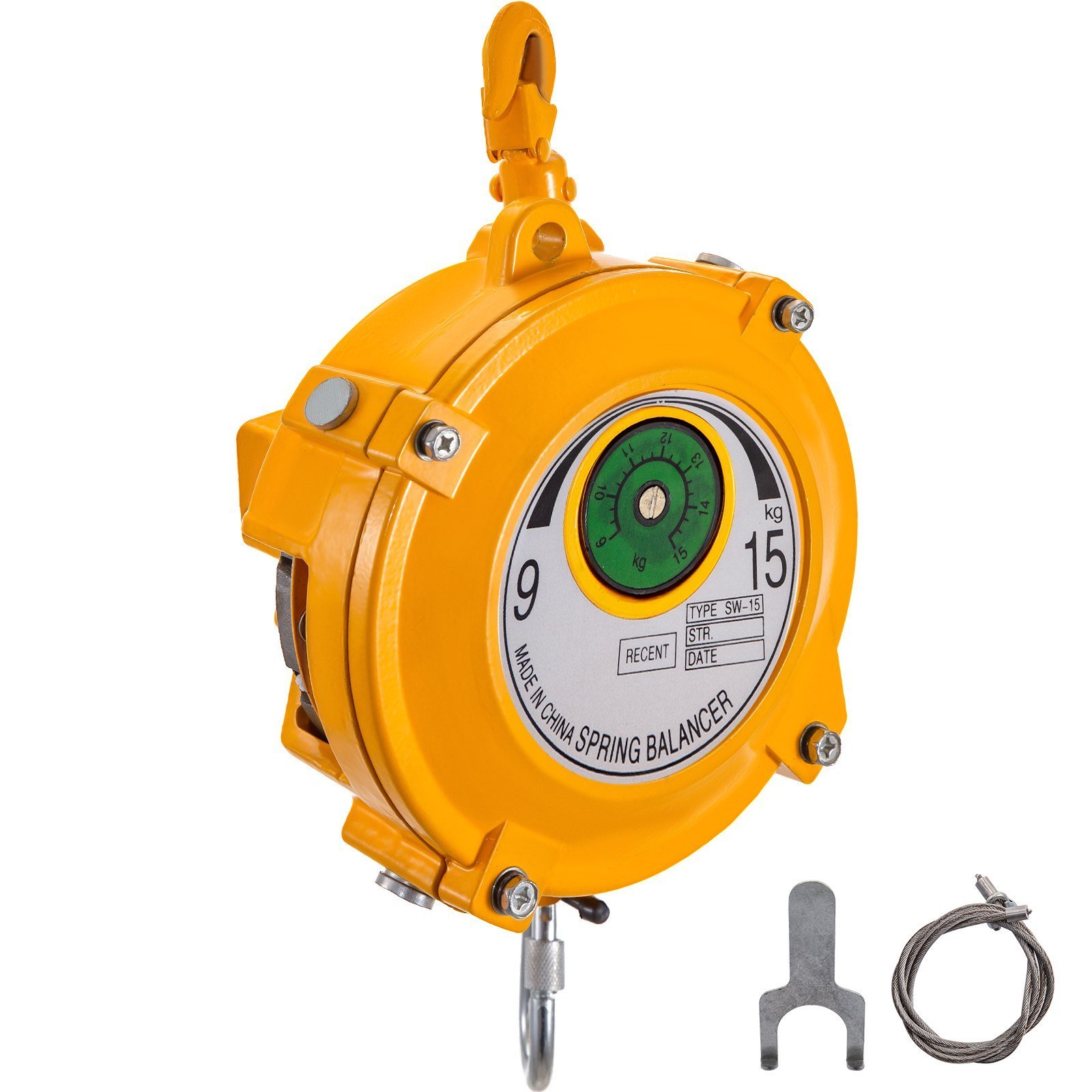 Spring Balancer 20-33lbs(9-15kg) Retractable Tool Holder 1.5m Length Tool Balancer With Hook And Wire Rope Adjustable Balancer Retractor Hanging Holding Equipment In Yellow - Image 1