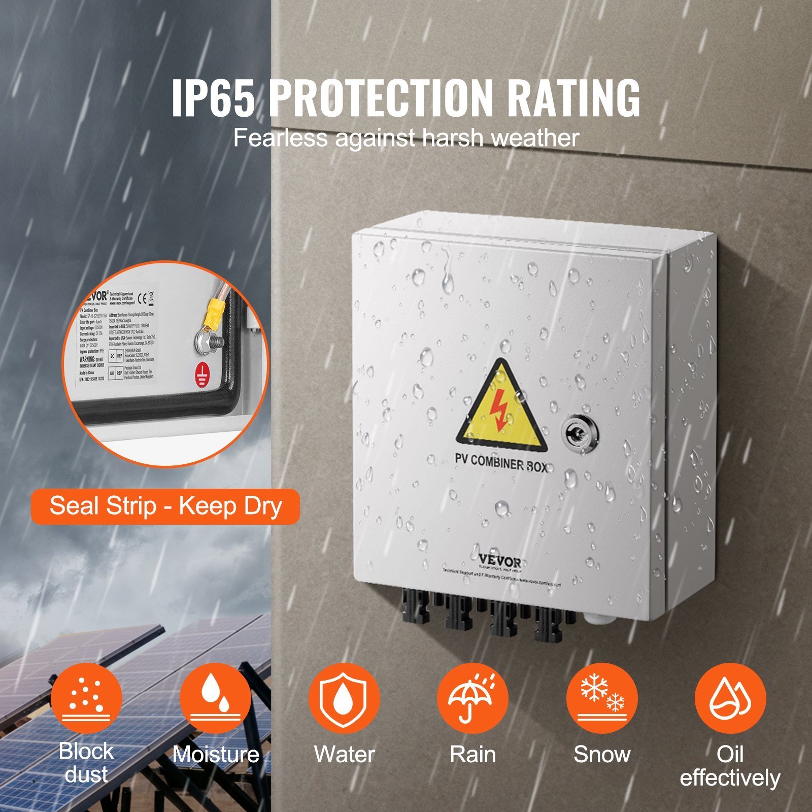 Solar PV Combiner Box 4 String 15A For Solar Panel System Steel Case IP65 - Image 3