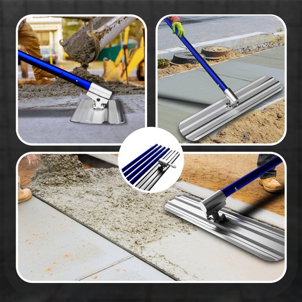 Bull Float Concrete Tools,48inx8in Magnesium Aluminum Alloy Concrete Float With 4 Combinable Handles,Concrete Bull Float With Carrying Toolbox,Trowel,Concrete Bull Float Kit For Concrete Finishing