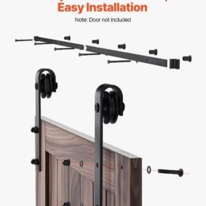 6FT Sliding Barn Door Hardware Kit For Single Sliding Barn Door Black - Image 5
