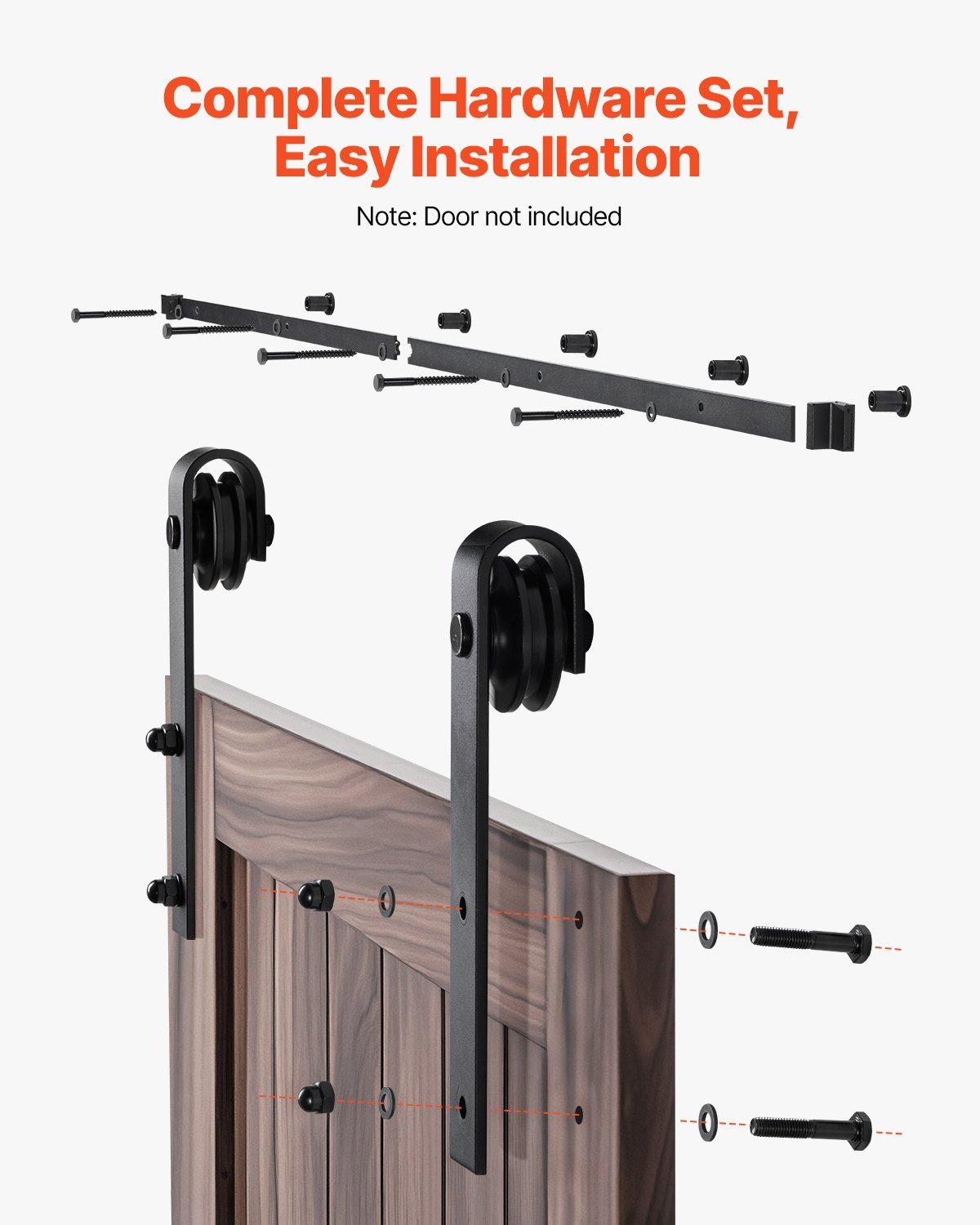 6FT Sliding Barn Door Hardware Kit For Single Sliding Barn Door Black - Image 5