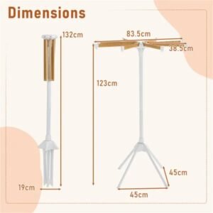 Foldable Bamboo Clothes Drying Rack With 40 Hanger Slots, Space Saving Laundry Drying Stand For Indoor Use - Image 2