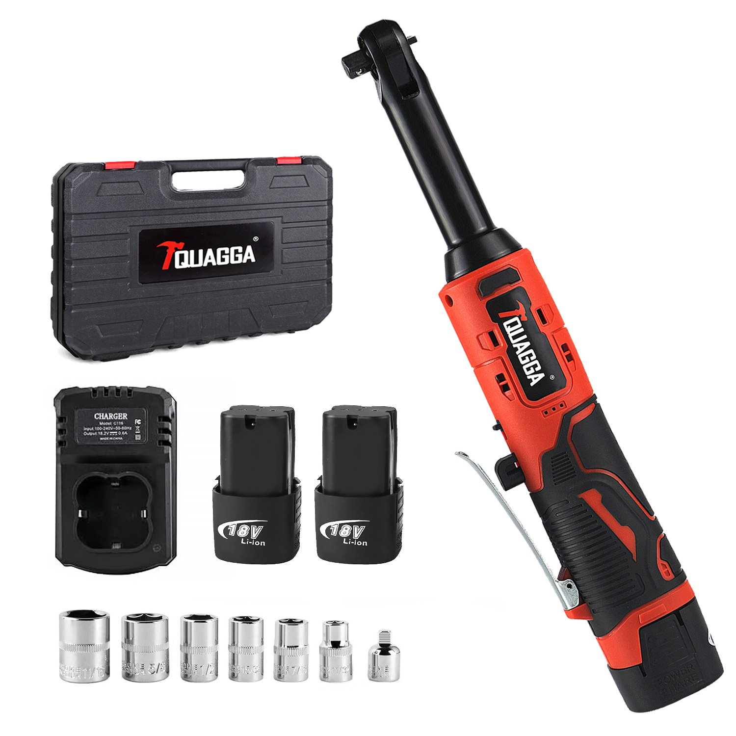 TQUAGGA 18V Extended Cordless Electric Ratchet Wrench Set, Extended Neck, Variable Speed, 18V, 18V Cordless Electric Ratchet Wrench Set, Automotive Repair Tools, Electric Tools - Image 1