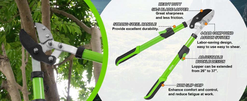 Telescopic Handle With A Knife For Pruning Shears